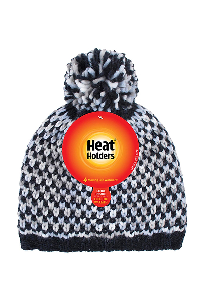Heat Holders Women's Katelyn Textured Knit Thermal Hat Black - Packaging