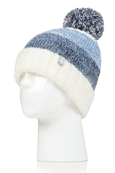 Heat Holders Women's Sloane Feather Knit Roll Up Thermal Hat Navy #color_navy