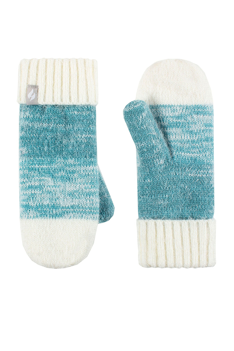 Heat Holders Women's Sloane Flat-Knit Thermal Mittens Teal