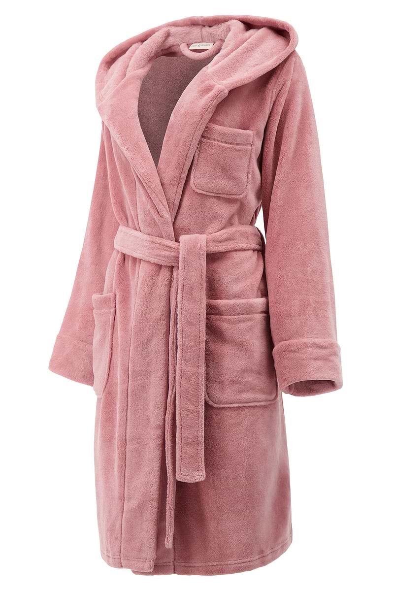 Heat Holders Womens Spa Robe Dusty Pink - Front Side