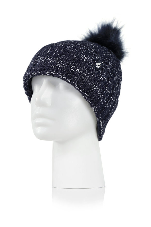 Women's Marseille Ribbed Roll Up Hat With Pom Pom