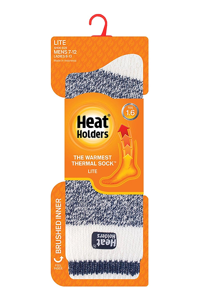 Heat Holders Men's Bunting Lite Cream Block Twist Thermal Crew Sock Charcoal #color_charcoal