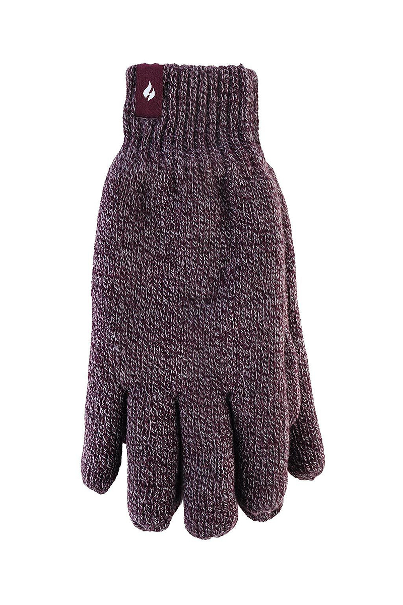 Heat Holders Men's Nevis Flat Knit Thermal Gloves Burgundy