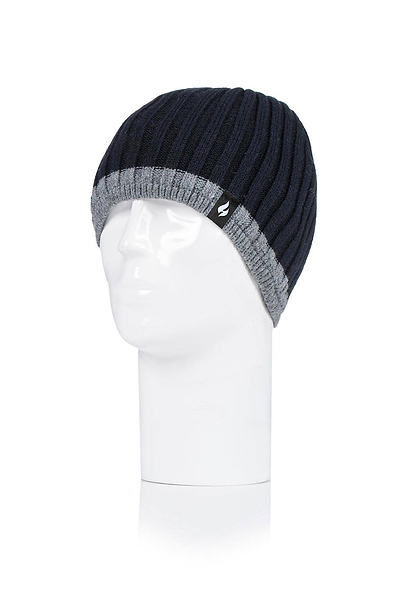 Heat Holders Men's Breacon Ribbed Contrast Thermal Hat Black #color_black