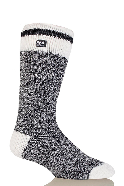 Heat Holders Men's Bunting Lite Cream Block Twist Thermal Crew Sock Black #color_black
