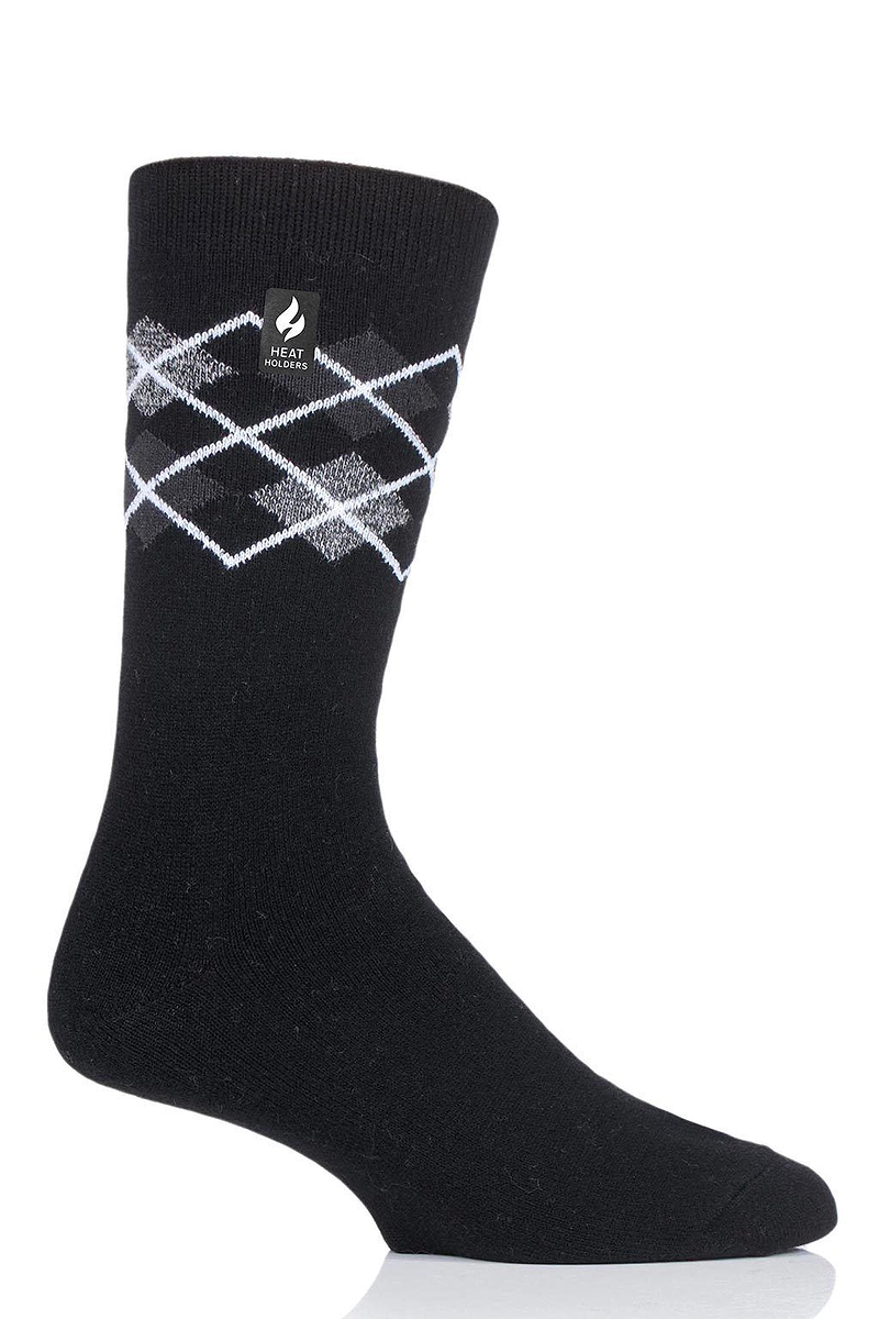 Heat Holders Men's Argyle ULTRA LITE Thermal Crew Sock Black