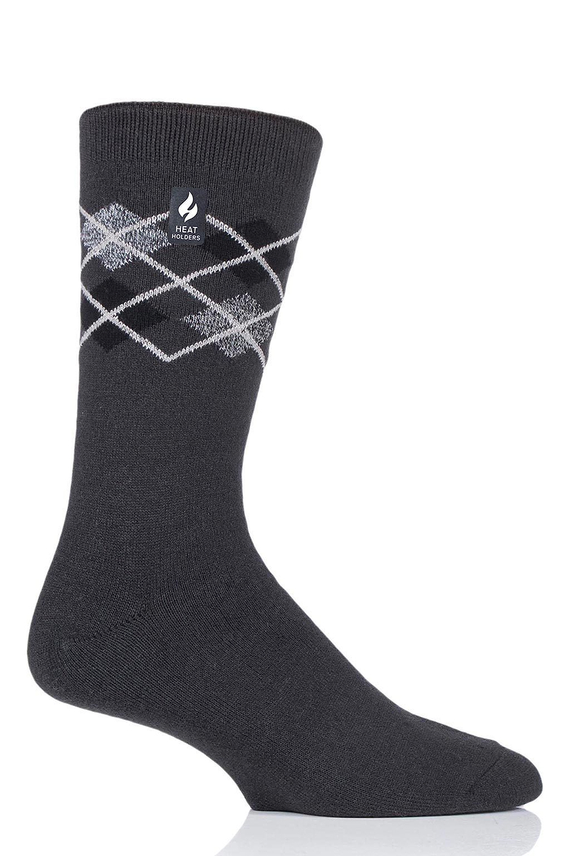 Heat Holders Men's Argyle ULTRA LITE Thermal Crew Sock Charcoal