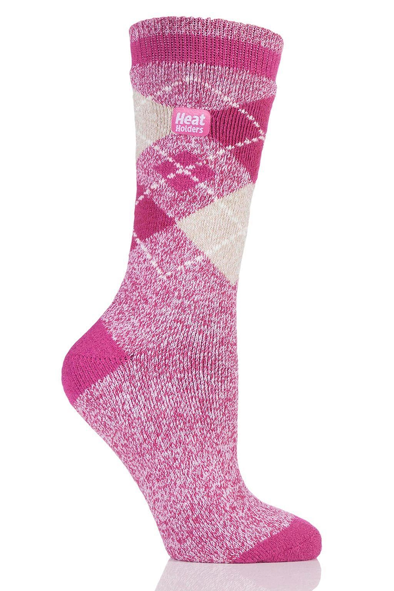 Heat Holders Women's Azelia Argyle Thermal Crew Sock Raspberry/White