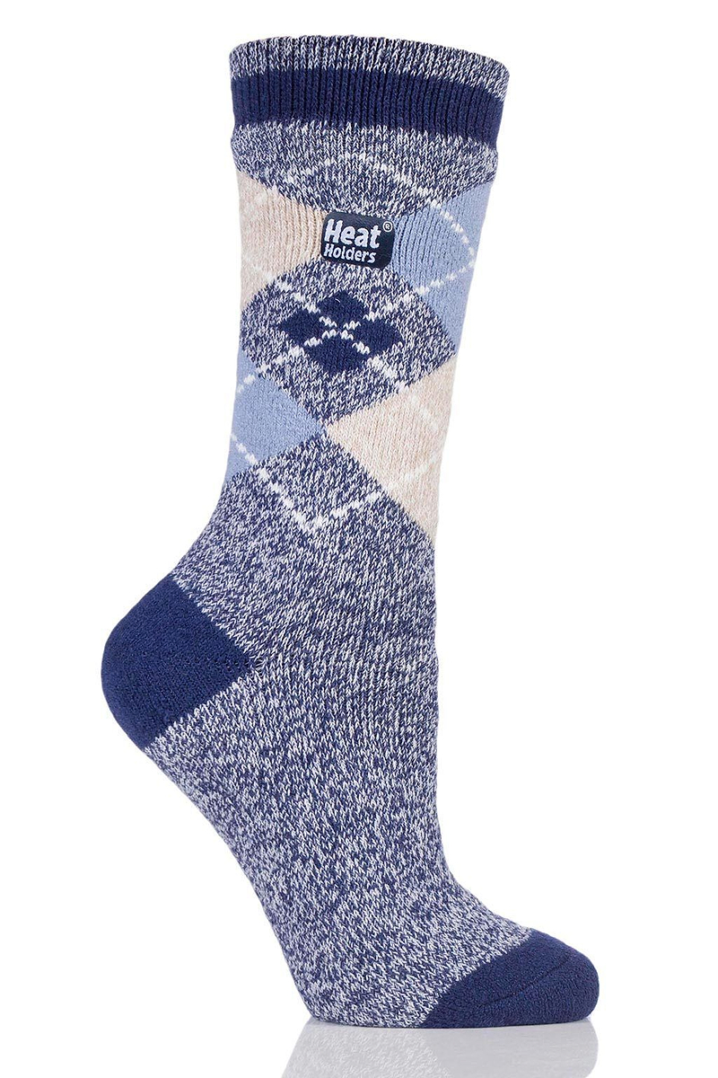 Heat Holders Women's Azelia Argyle Thermal Crew Sock Soft Navy/Cream