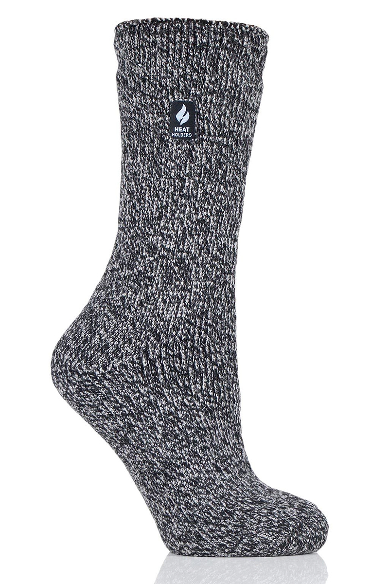 Heat Holders Women's Primrose Twist Thermal Crew Sock Black/Light Grey