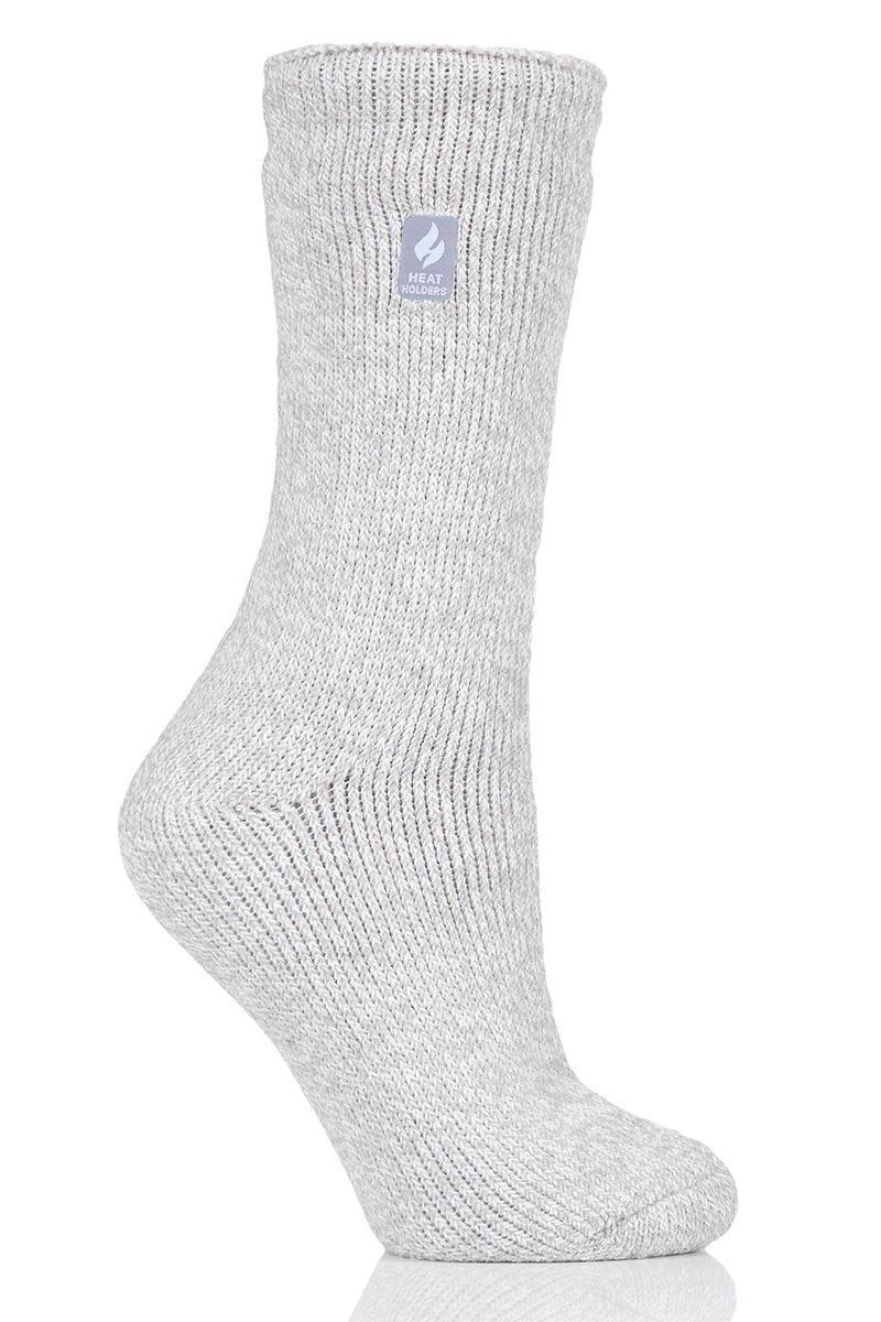 Heat Holders Women's Primrose Twist Thermal Crew Sock Light Grey/Cream