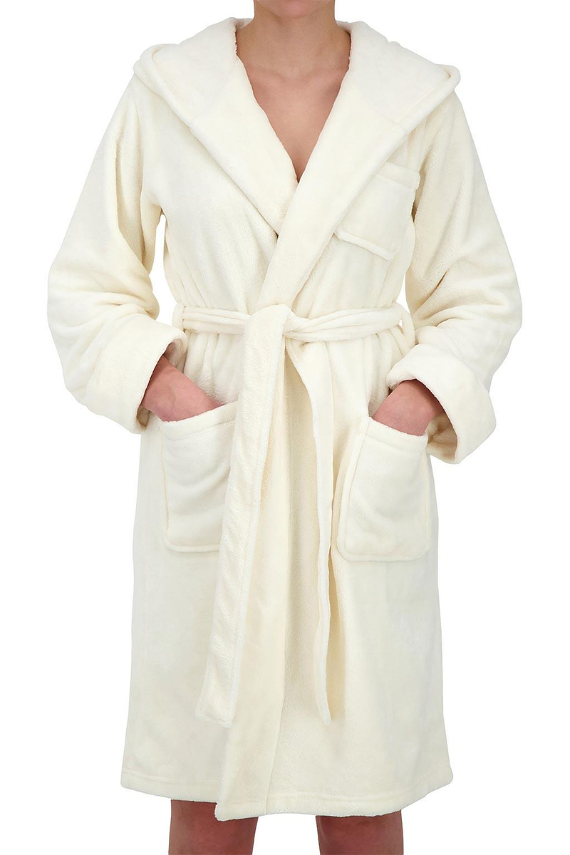 Heat Holders Womens Spa Robe Ivory Model - Front