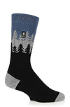 Heat Holders Men's Balsam Ultra Lite Trees Patterned Thermal Crew Socks Black #color_black