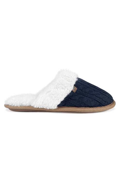 Women's Aria Cable Knit Faux Fur lined Scuff Slippers