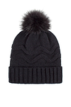 Heat Holders Courtney Roll-Up Hat with Pom Pom Black - Flat