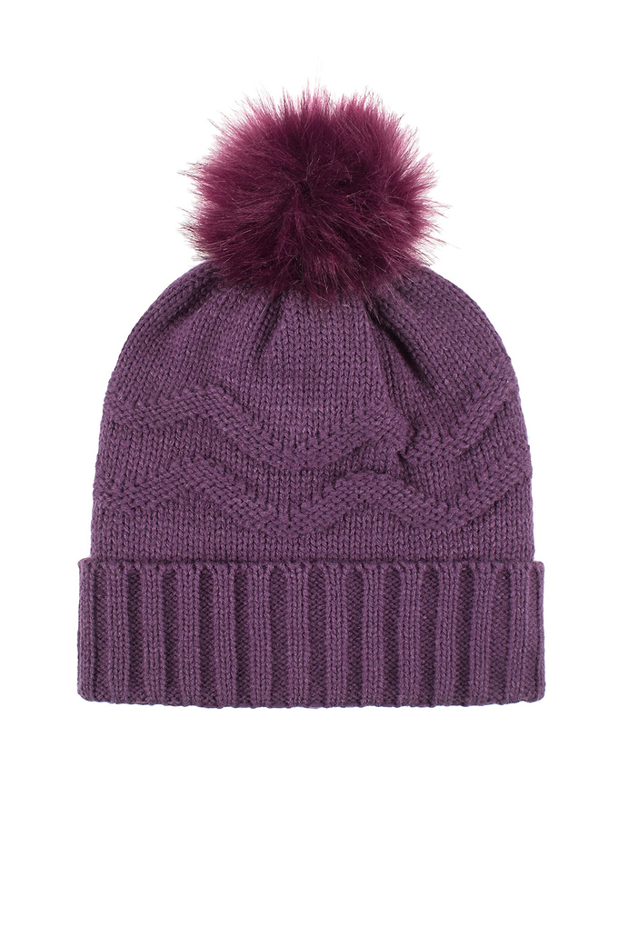 Heat Holders Courtney Roll-Up Hat with Pom Pom Purple - Purple