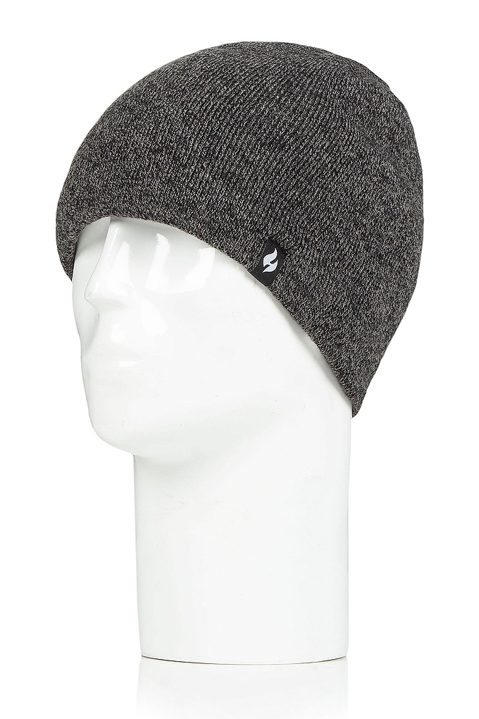 Heat Holders David Mens Flat Knit Watch Cap Pebble Grey Melange #color_pebble grey melange