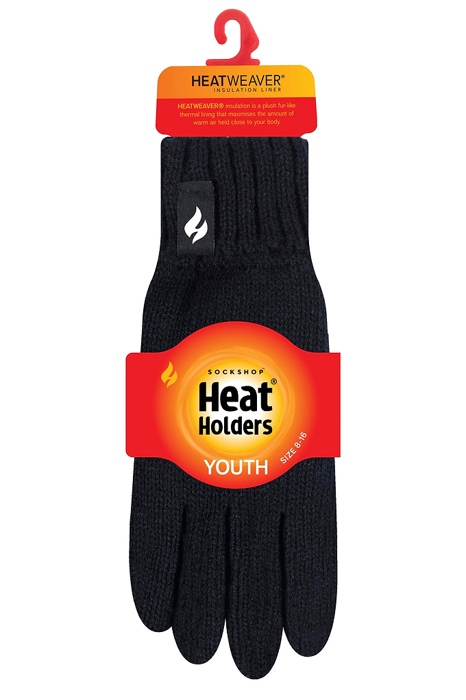Heat Holders Kids' Storm Rider Thermal Gloves Black - Packaging