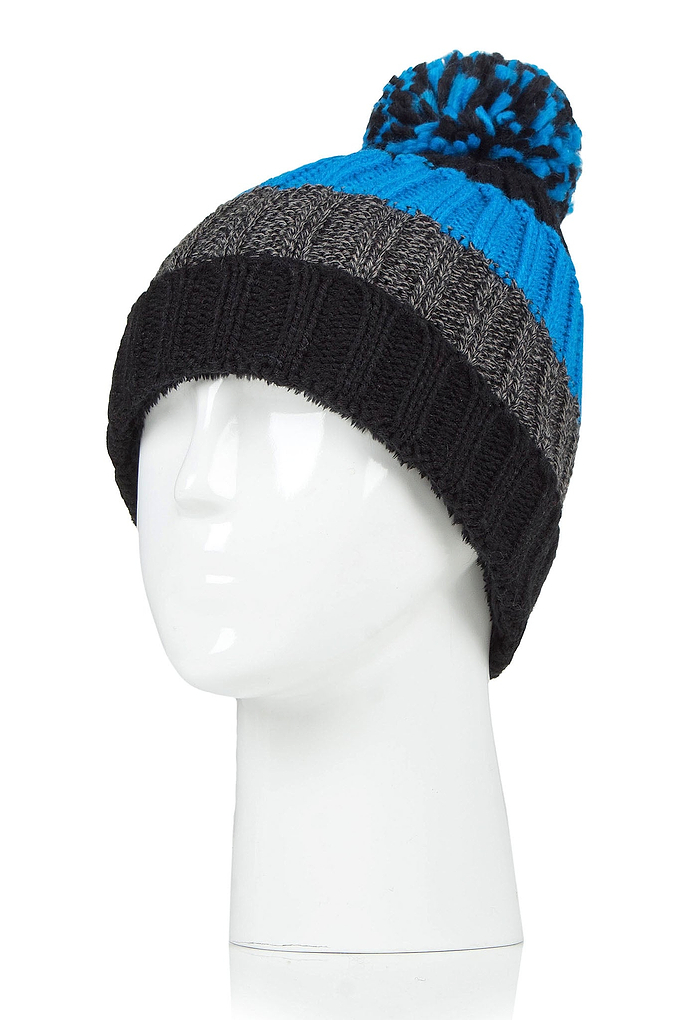 Heat Holders Kids Transverse Thermal Hat Black/Charcoal/Blue #color_black/charcoal/blue