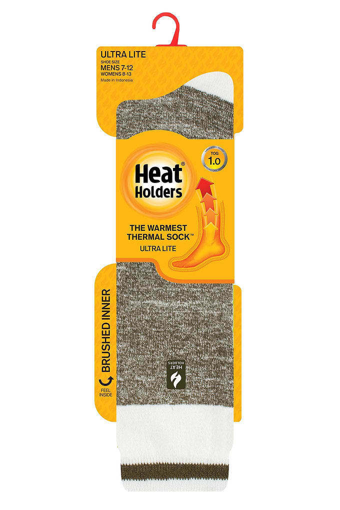 Heat Holders Men's Charlie ULTRA LITE Cream Block Twist Long Forest Green - Pack