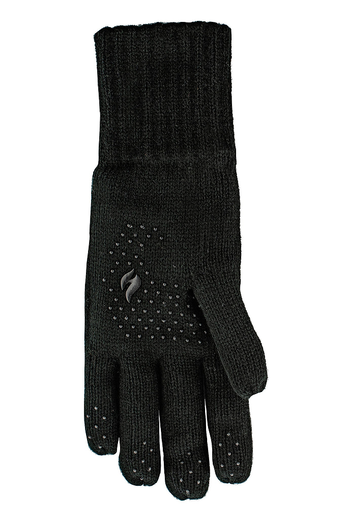 Heat Holders Men's Chase Flat Knit Silicone Grip Solid Thermal Glove Black #color_black