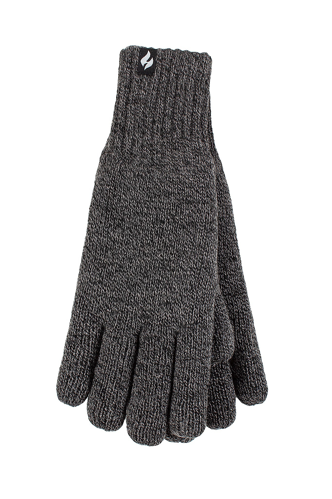 Heat Holders Men's Chase Flat Knit Twist Silicone Grip Thermal Gloves Grey - Pair