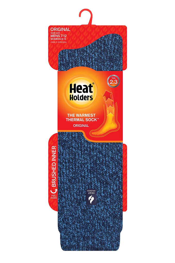 Heat Holders Men's Gabriel Original Twist Long Thermal Sock Navy/Denim - Pack