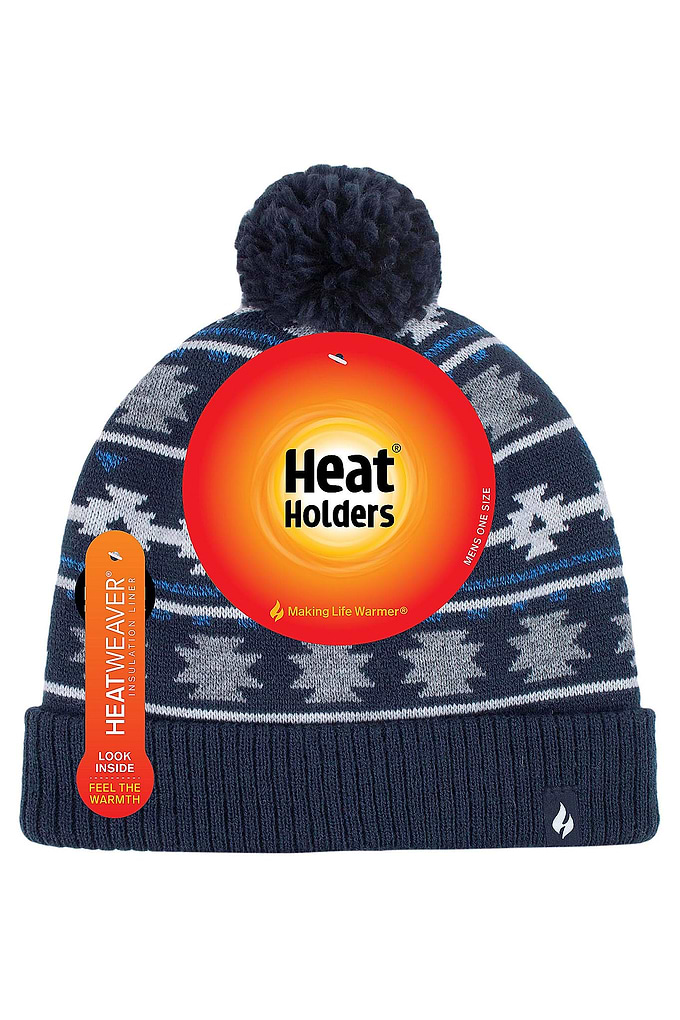 Heat Holders Mens Ian Snowsports Jacquard Hat Navy - Packaging