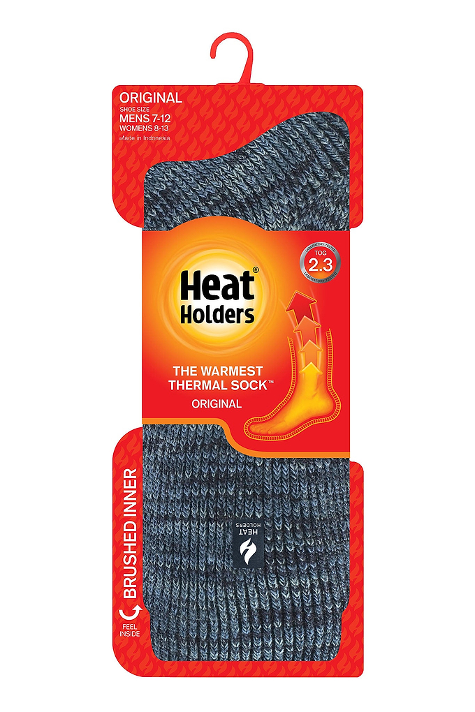 Heat Holders Men's Jacob Original Four-Color Twist Thermal Crew Sock Denim - Packaging