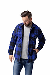 Heat Holders Mens Jax Long Sleeve Plaid Shirt Jacket Cobalt/Black - Model