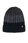 Heat Holders Mens Mavis Three-Tone Cable Knit Roll Up Hat Black/Charcoal - Flat