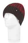 Heat Holders Mens Mavis Three-Tone Cable Knit Roll Up Hat Charcoal/Red - Head #color_charcoal/red