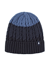 Heat Holders Mens Mavis Three-Tone Cable Knit Roll Up Hat Navy/Denim - Flat