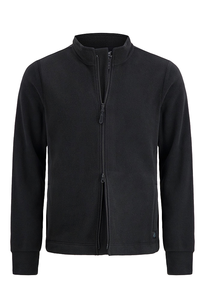 Heat Holders Men's Original Thermal Fleece Zip Jacket Black - Zip Half Open