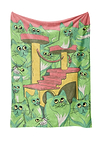 Heat Holders My Precious Cat Print Thermal Blanket Personal Size Kiwi - Open View #color_kiwi