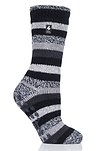 Heat Holders Petunia Women's Original Stripe Crew Slipper Sock Black #color_black