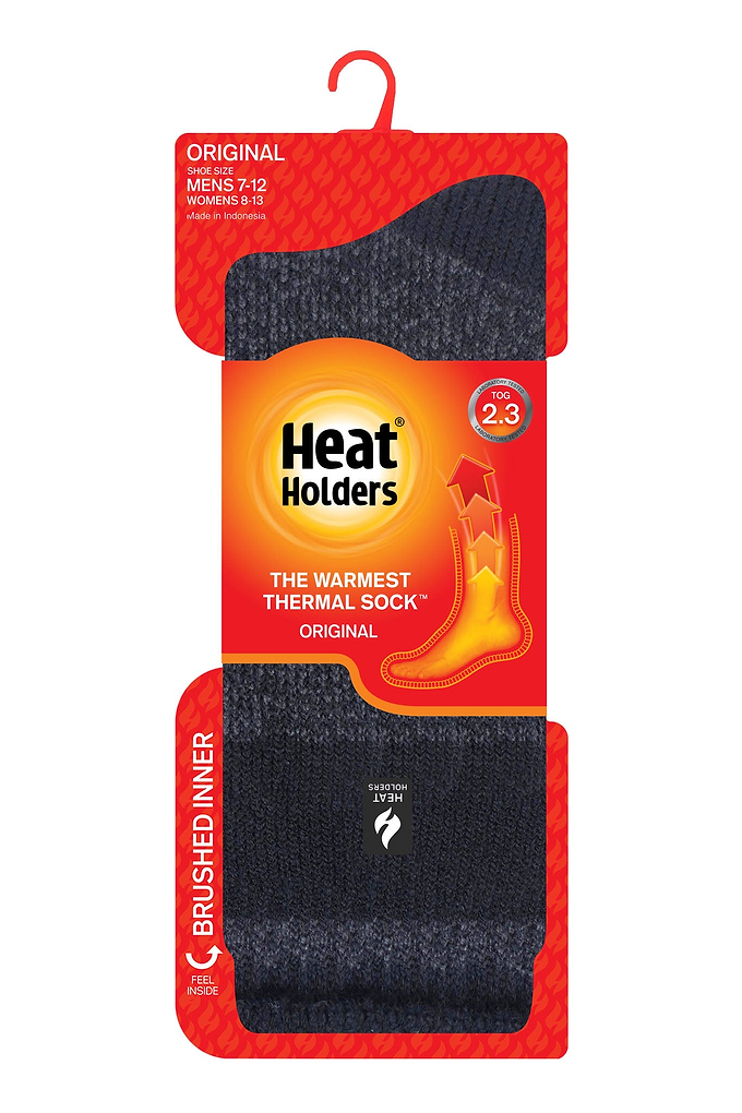 Heat Holders Rook Mens Original Block Twist Crew Black/Charcoal - Pack