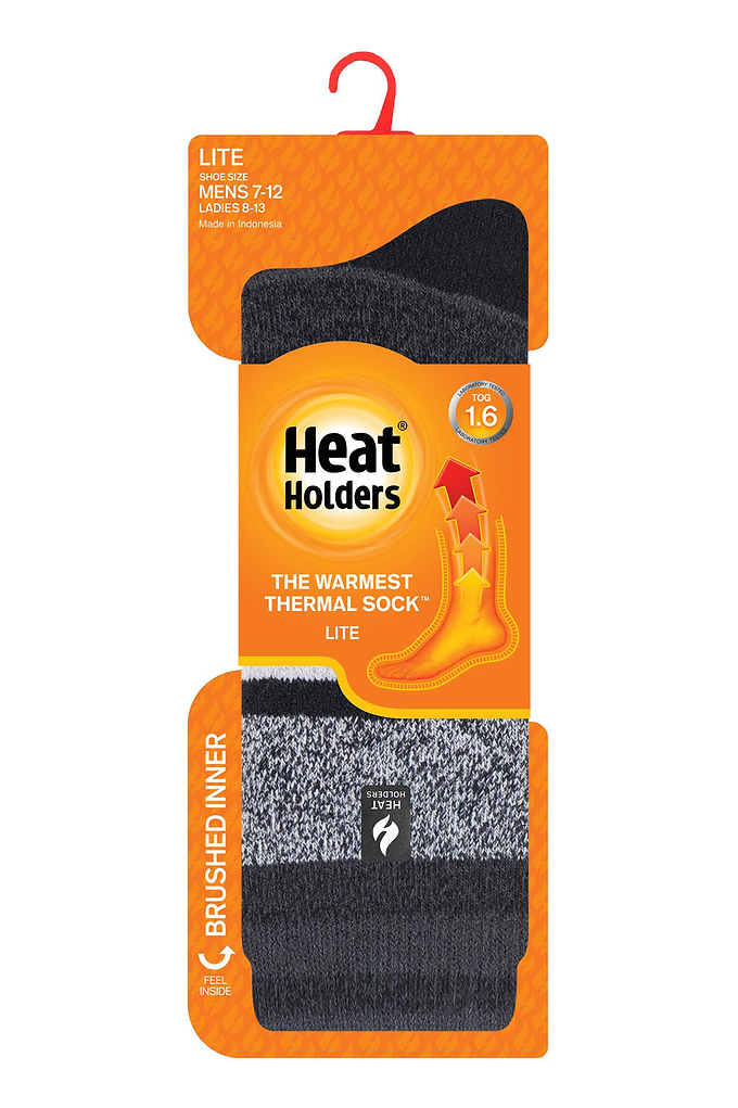 Heat Holders Starling Men's LITE Crew Black/Charcoal - Pack