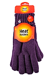 Heat Holders Women's Beth Flat Knit Silicone Grip Thermal Gloves Purple - Pack