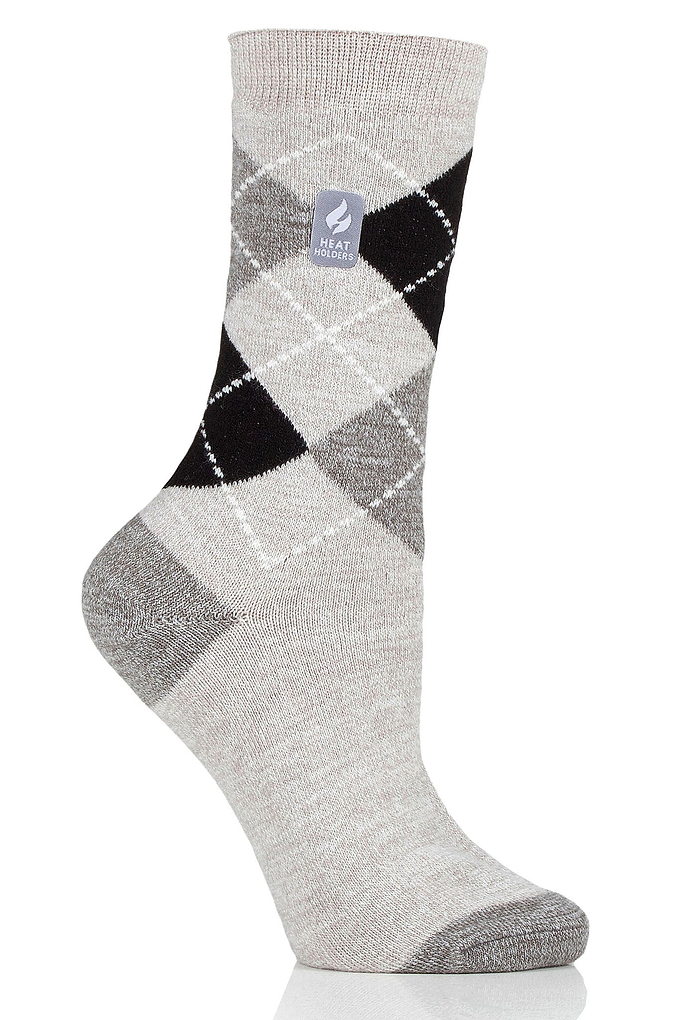 Heat Holders Women's Delilah Ultra Lite Argyle Thermal Crew Sock Light Grey #color_light grey