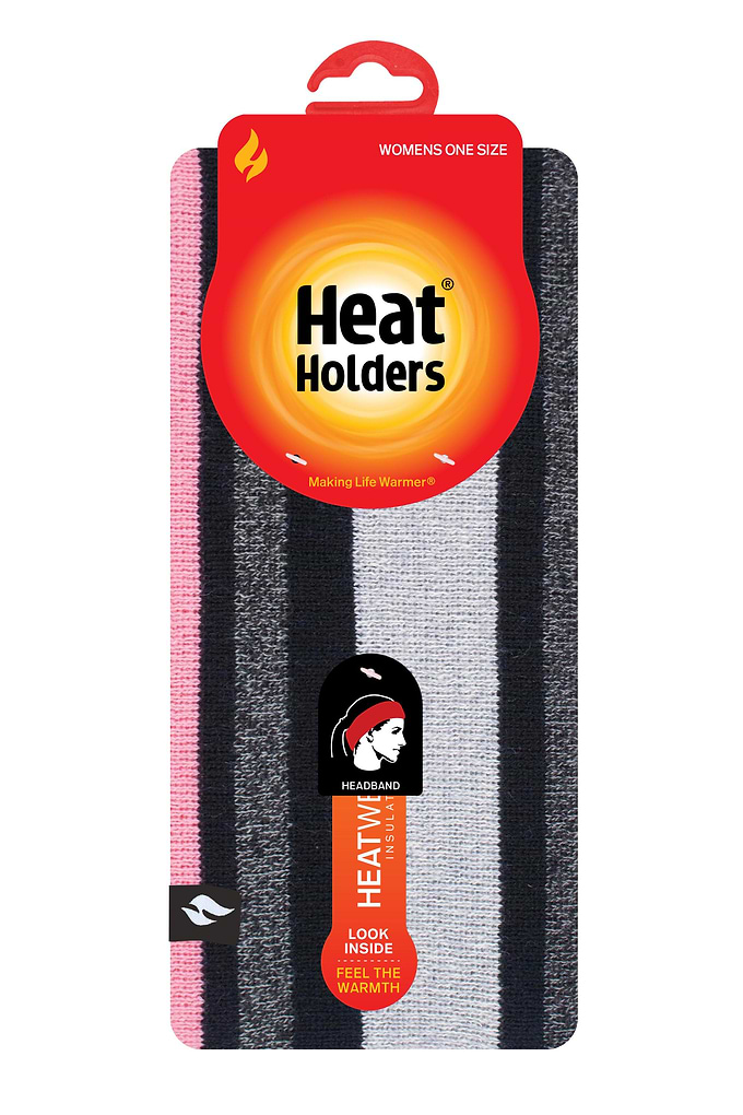 Heat Holders Women's Everest Snowsports Stripe Headband Black/Bright Pink - Pack