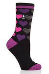 Heat Holders Women's Jennifer Lite Heart Thermal Crew Sock Black/Pink #color_black/pink