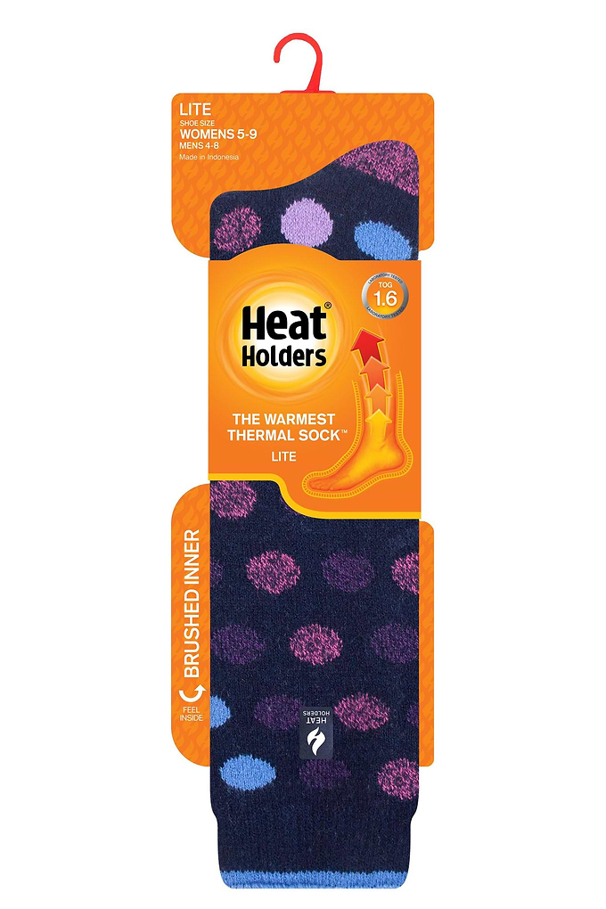 Heat Holders Women's Mahonia Lite Jacquard Spot Long Thermal Sock Navy - Pack