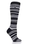 Heat Holders Women's Mahonia Lite Jacquard Stripe Long Thermal Sock Black #color_black