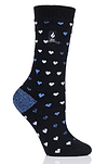 Heat Holders Women's Orchid Ultra Lite Hearts Thermal Crew Sock Black/Blue #color_black/blue