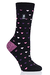 Heat Holders Women's Orchid Ultra Lite Hearts Thermal Crew Sock Black/Pink #color_black/pink