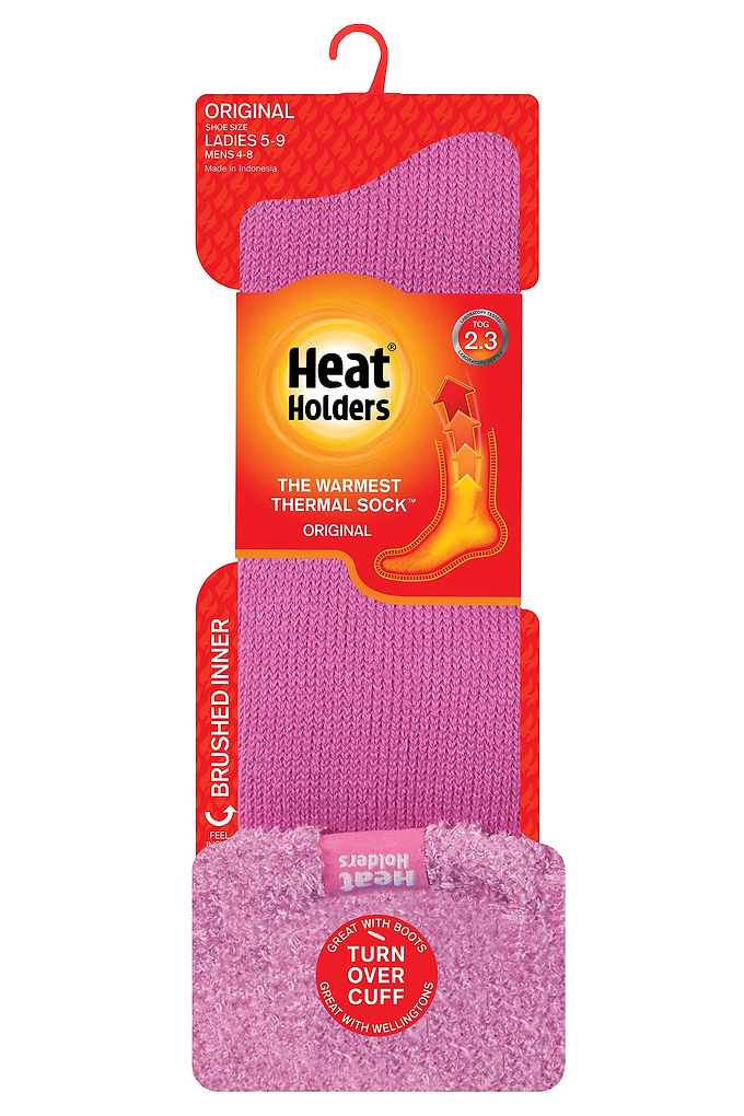 Heat Holders Women's Original Thermal Wellington Boot Sock Mulberry - Packaging