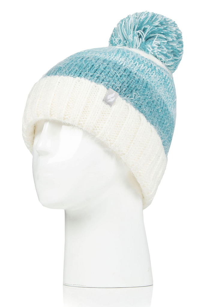 Heat Holders Women's Sloane Feather Knit Roll Up Thermal Hat Teal #color_teal