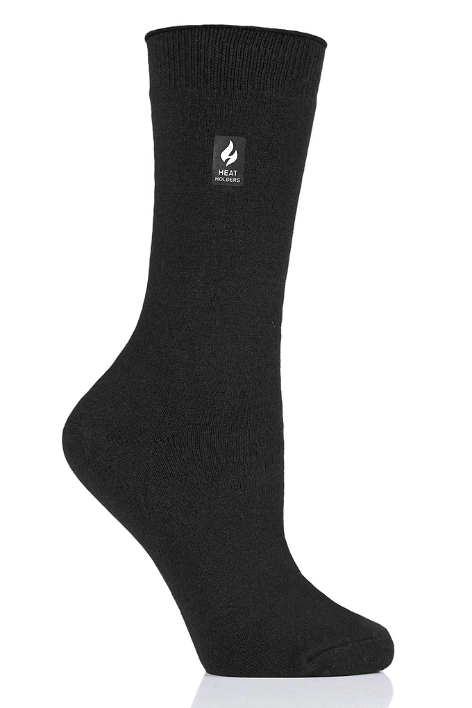 Heat Holders Women's Holly Ultra Lite Solid Thermal Crew Sock Black #color_black