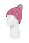 Heat Holders Girls Roll Up Thermal Pom Pom Hat Coral/Light Grey #color_coral/light grey